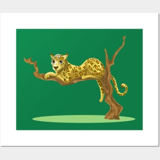 Cheetah on a Tree Branch Posters and Art